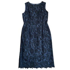 Brooks Brother Black & Navy Lace Overlay Dress
